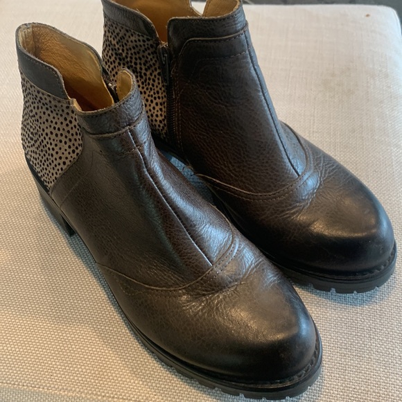 EUC Chunky Leather bootie BROWN & LEOPARD US 8 EU 39 - Picture 4 of 14